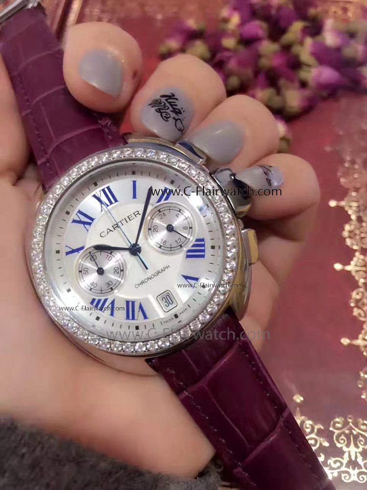 Best Copy Cartier Chronograph Watches - Cle de Dimaond Case